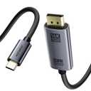 USB C to DisplayPort 2.1 Cable 6.6FT, Bidirectional 80Gbps UHBR20, 16K@60Hz 8K@120Hz 4K@240, VRR HDR Thunderbolt 5/4 Compatible, DP Video Cord for MacBook Pro, Mac Mini, XPS, RTX 5090, Gaming Monitor