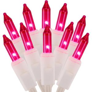 WATERGLIDE 2 Pack Valentine's String Lights, 100 Count 20 FT White Wire Mini Incandescent Christmas Fairy Light, UL Certified for Patio Garland Garden Easter Holiday Outdoor Indoor Decor, Pink