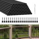 BLIKA 100 Pack 36" Aluminum Deck Balusters with Connectors/Screws, 3/4" OD Hollow Round Aluminum Balusters for Deck Railing, Black Metal Deck Balusters Staircase Spindles