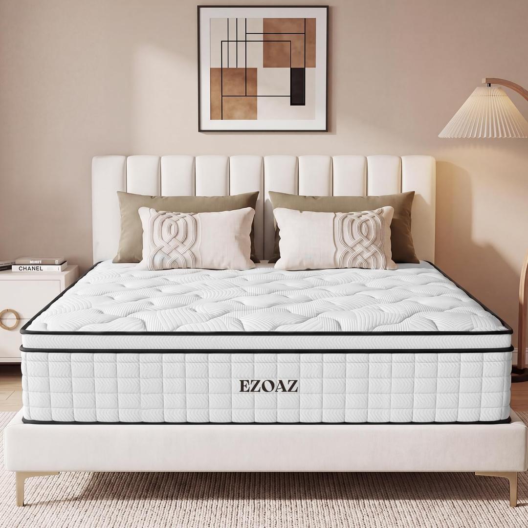 EZOAZ Twin Size Mattress 10 Inch, Medium Firm Hybrid Twin Mattress in a Box, Motion Isolation Pocket Spring & Cooling Gel Memory Foam Mattress, Zone Support, CertiPUR-US Certified, 30-Night Trial