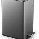 Cesun Bathroom Trash Can with Lid -2.6 Gallon Slim Stainless Steel Garbage Can, Narrow Step Trash Can with Soft Close for Bathroom, Office, Bedroom, Charcoal