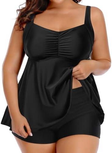 Aqua Eve Women Plus Size Tankini Swimsuits with Shorts Bathing Suits Two Piece Swimwear 20W