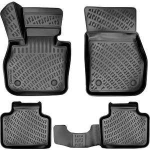 BMW X1 2016-2022 & X2 2018-2023 Floor Mats 3D Custom Fit Compatible with BMW X1 & X2 Rubber Car Mats Laser Measured 1st & 2nd Row Floor Liners All Weather TPE (Front & Rear, Black)