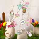Maitys 36 Pcs Spring Flower Wooden Ornaments Sunflower Tulip Easter Tree Decoration Floral Gnome Hanging Wood Cutout Pastel Spring Decor for Home Small Tree Party(Sweet)