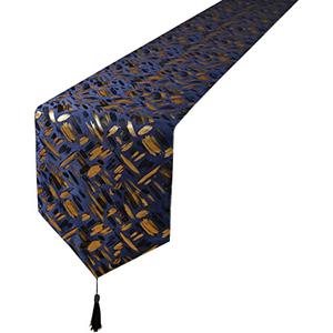 HoliSelear Multi-Size Glittering Colorful Jacquard Fall Table Runner 72 Inches Long, 13 x 72, for Farmhouse Desk Kitchen Tea/Coffee Table Dining Room Decoration Party Thanksgiving Christmas Blue