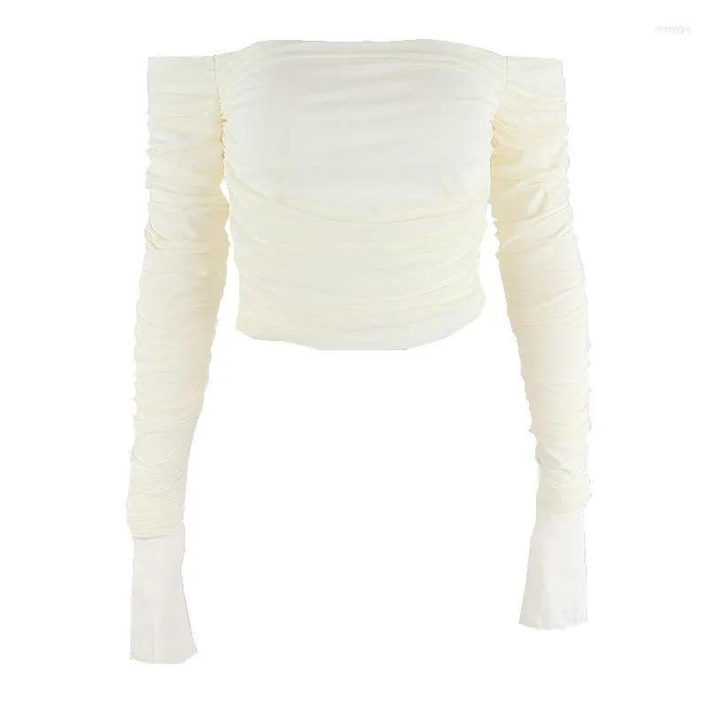 Spring Autumn New Sexy Black Strapless Slim Tank Top Yellow Mesh Flared Sleeve Long Sleeve Navel T-Shirt  Size S Spring Autumn New Sexy Black Strapless Slim Tank Top Yellow Mesh Flared Sleeve Long Sleeve Navel T-Shirt  Size S