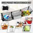 Tallew 2 Pcs Car Rear Cargo Net, Adjustable Elastic Mesh Cargo Net, 3 Pocket Heavy Duty Trunk Bed Storage Organizer, Universal for Car SUV Vehicle Pickup Truck with Accessories(43.3 x 15.7 Inches)