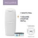 Diaper Genie Compact Pail Includes 1 Starter Square Refill That can Hold up to 165 Newborn-Sized Diapers.