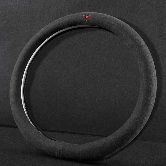Nappa Leather Ultra-Thin Steering Wheel Cover, for Tesla Model 3/Y Steering Wheel Cover, Non-Slip Design and Interior Modification of car Accessories (Black)