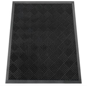 Indoor Outdoor Door Mat, 4x 3' Doormat for Entryway, Rubber Backing Non Slip Front Door Mat Outside Entrance, Super Absorbent Commercial Floor Mat for Home Office, Black