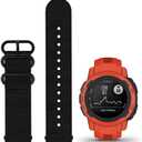 Compatible with Instinct (Solar/Tactical/Esports/Surf/Camo) Instinct 2/2S Bands Replacement Canvas Nylon Strap (Instinct 2S/E 40mm (5.7"-7.6"), (40MM) Black)