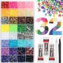 38000Pcs 32 Colors Jelly Resin Rhinestones for Bedazzling, 3mm Multicolor Flatback Gems for Crafting, Bedazzler Kit with 3Pcs B7000 Jewelry Glue for Clothes Shoes Nail Book Diamond Art (Ultra Large Pack + 3pcs Glue)