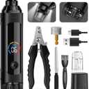 Dog Nail Grinder, 6-Speed Quiet Electric Dog Nail Trimmers, Dog Nail Clippers with File for Small Medium Large Dogs, Cats, Rechargeable Pet Paw Grooming Supplies Kit, 2 Grinding Wheels (Black)
