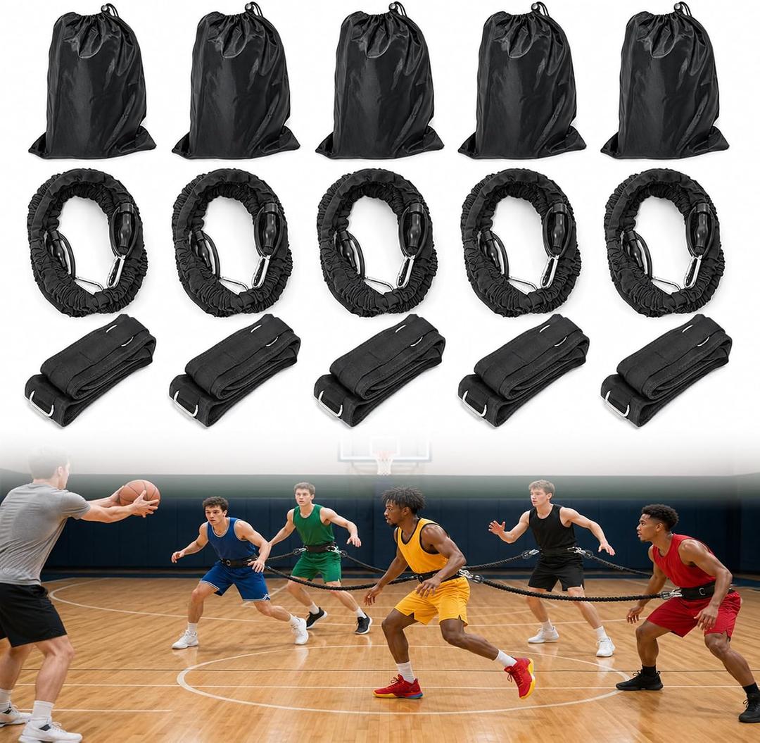 Zone Defense Resistance Band Kit*5 Sets, with Adjustable Waist Strap
for Basic Stance, Movement, and Team Defense Training, Easy to Install