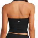 SUUKSESS Women Padded Halter Sports Bra Backless Longline Workout Crop Tank Tops (Black, S)