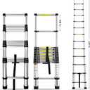 12.5ft Telescoping Ladder Aluminum Extendable Ladder Collapsible Locking Mechanism for Attic Household Use Outdoor Work 330 lbs Capacity Heavy Duty