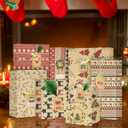 AILAMIDO Christmas Wrapping Gift Paper, 8 Sheets with 32.8ft Jute String, 1 Roll Adhesive Tape and 8 Unique Tags, Kraft Paper for Christmas, 50x70cm