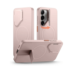 SURITCH for Samsung Galaxy S25+ Plus Phone Case, Magnetic Shockproof Protective Cover with Camera Cover & Adjustable Metal Kickstand for Galaxy S25+ Plus(2025)-Sakura Pink