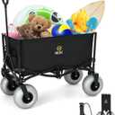Nice C Beach Wagon, Heavy Duty Folding Utility Cart with 9" Balloon Wheels for Sand, 220 lbs Capacity, Adjustable Handle, Collapsible Beach Cart for Camping, Picnic, Outdoor, Groceries