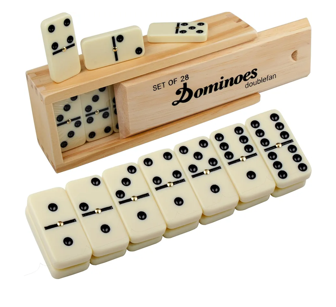 Smilejoy Dominoes Set for Adults, Domino Set for Classic Board Games,Double 6 Domino Game Set 28 Pieces with Wood Case (2 Players)