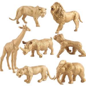Safari Animals Figures, Gold Jungle Animals Toy for Kids, Toddlers