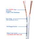 20m(66ft) 20AWG 2Pin Extension Cable for Single Color LED Strip Ribbon Lights 3528 5050, 2 Wire 20-Gauge Parallel Wire