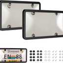 License Plate Cover & Frames, 2 Pack Clear License Plate Protector, ABS Car Front/Rear License Plate Frame with Screws Caps, Fit Any Standard US Plates
