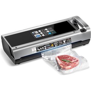 90KPa Portable Vacuum Sealer Machine for Food, One-Touch Open Lid, Detachable & Easy to Clean, Vertical Placement Saves Space, Powerful Suction for Freezer Bags & Food Storage(Black Silver)