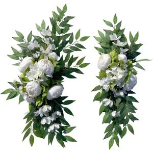 H&S BRIDAL Wedding Arch Flowers, Peony Floral Eucalyptus Greenery Leaves Set of 2 Artificial Flower for Wedding Ceremony Welcome Sign Home Decorations
