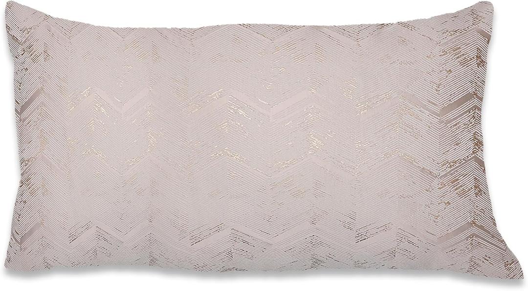 Majestic Giftware 2 Pack Jacquard Decorative Throw Pillow Cover (PC1230S-2PK) | Silver/White Arrow Soft & Washable Cushion Covers with Zipper for Sofa, Bedroom (12"x20") Inserts Not Included (20" x 12" (Pack of 2))