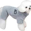 Tangpan Dog Fuzzy Velvet Pajamas, Plush Onesie Soft Dog Winter Clothes for Small Dogs, Pet Puppy Jumpsuit, Doggy Apparel Grey Medium