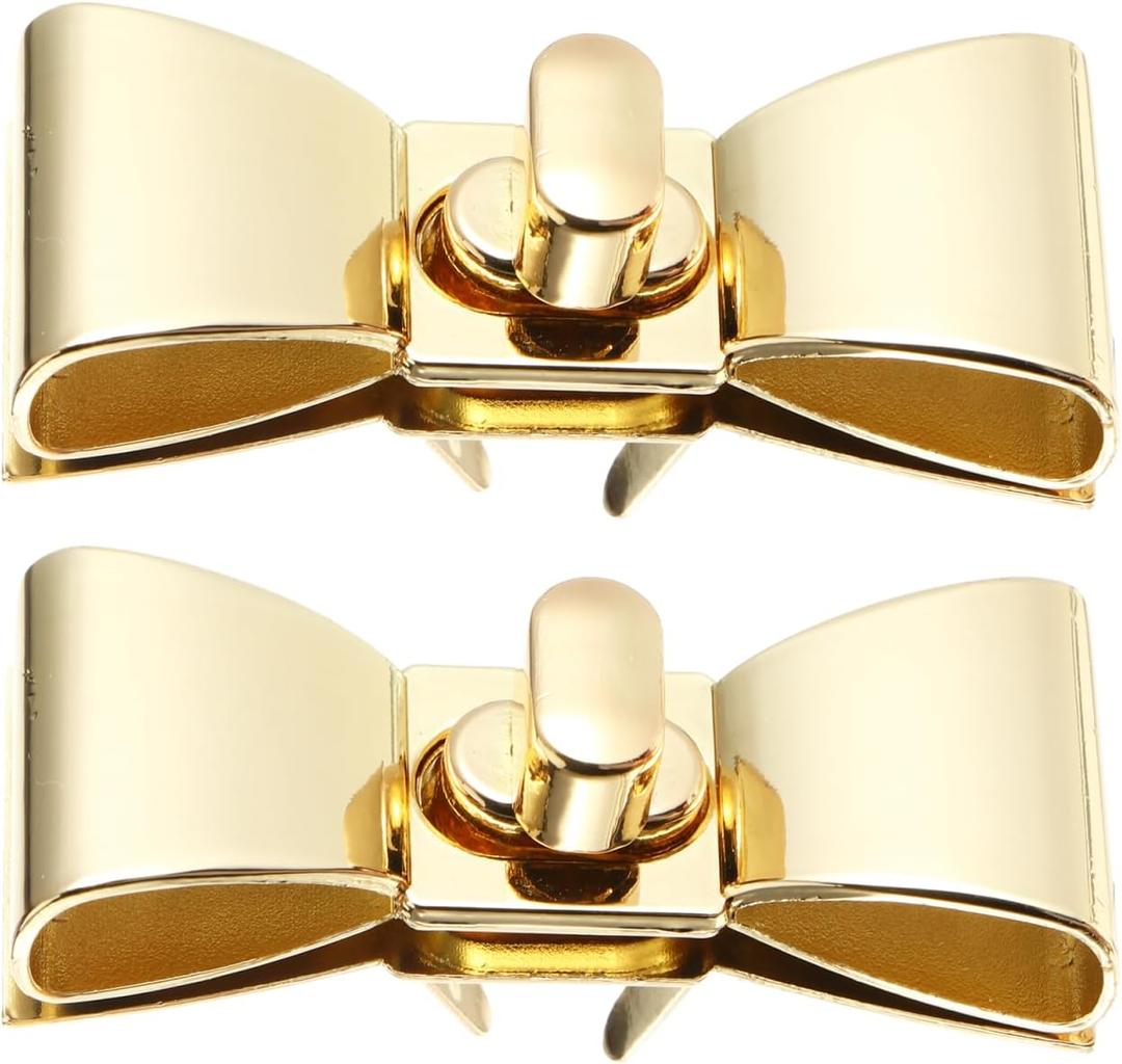 2 Pcs Metal Turn Locks, Light Gold Twist Lock Clasp for Handbags and Purses, Zinc Alloy Bag Hardware, Secure Closure for DIY Bag Making Projects