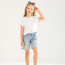 Girls Crop Top Trendy Summer Tees Casual Short Sleeve Cute Blouse White T Shirts for Kids 6-15 Years (White)