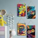 Drsoum Video Gamer Room Decor for Boys Gaming Wall Decor Neon Gaming Room Metal Sign 12 x 8 Inch Set of 4 - Gamer Wall Decor Teenage Boy Room Decor (Graffiti Gamepad)