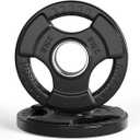 LIONSCOOL 2-Inch Rubber Olympic Grip Weight Plates for Strength Training, Weightlifting, Solid Cast Iron Plate for Barbell in Single/Pair/Set for Home & Gym (2.5-45LB)