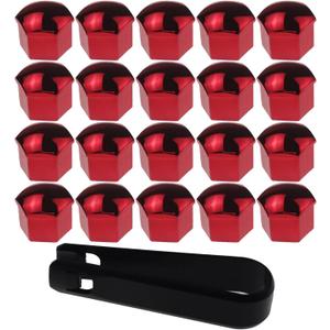 20 Pcs Wheel Lug Nut Covers Bolt Caps,17mm Silver Universal Anti-Rust Car Tire Nut Caps Bolt Cover,Hexagonal Plastic Tire Bolt with Removal Tool (Red)