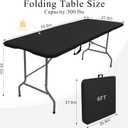 Folding Tables with Carrying Handle Lightweight Rectangular Portable Plastic Camping Table Steel Legs for Party, Dining, Wedding, Events, Picnic Indoor, Outdoor (5FT, Black)