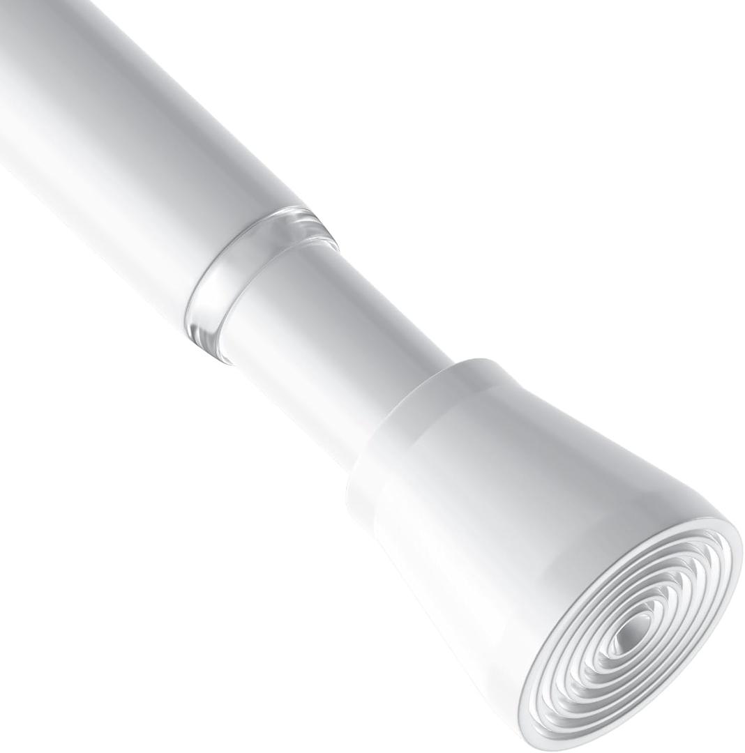AIZESI Spring Tension Rods Adjustable Tension Curtain Rod Small Tension Rod No Drilling Expandable Spring Loaded Curtain Tension Rod?White,45" to 77"-1Pcs)