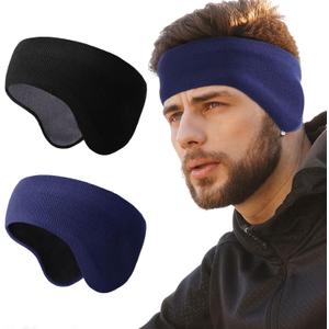 WTACTFUL Double-Layer Fleece Pro, Ear Warmers Muffs Cold Weather Winter Headband Ear Covers for Men Women Ski Running Cycling (Black, Blue)