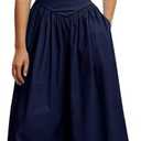 Mieazom Women’s Sleeveless V-Neck Maxi Dress with Pockets – Slim Fit Casual Summer Spaghetti Strap Dress for Vacation Blue L