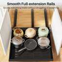 Pull out Cabinet Organizer, 1-Pack Expandable(13.6"-24") Silde out Drawers with Raising Pad for Framed Cabinets, Adjustable Full-Extension Adhesive Roll out Shelves for Kitchen Pantry Home Pot and Pan