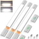 EZVALO Under Cabinet Lighting, Motion Sensor Closet Lights with 3 Extra Batteries, 76 LEDs Dimmable Eye-Caring Rechargeable LED Lights, 3 Color Temps, Under Counter Lights for Kitchen, Wardrobe (Silver)