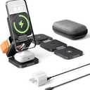 Qi2 Certified 3 in 1 Travel Charger MagSafe Compatible, Upgraded Foldable Wireless Charger Stand, Mag-Safe 3 in 1 Charging Station,15W Fast Charging for iPhone 17/16/15/14/13/12, Apple Watch, AirPods (Black)