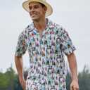 Vytroon Men's Hawaiian Shirts Wrinkle Free Short Sleeve Button Down Tropical Beach Vacation Shirt (L)