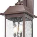 Large Outdoor Wall Light Lantern Sconce Anti-Rust Outdoor Wall Mount Light for Front Porch E12 Socket Patio Lighting Fixture with Water Rippled Glass for Garage(Oil Rubbed Bronze, 21.65 Inch Height)