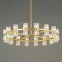 32-Lights Crystal Chandelier | Dia 33 Inch Round Chandeliers for Dining Room Over Table | Gold Dining Room Light Fixture Apply to Living Room | Foyer | Entryway | 32 X G4 Bulbs (Included), Round D33'' 32-Lights