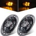 Partsam 2Pcs For Freightliner Cascadia Amber LED Side Marker Turn Signal Lights 5-2835-SMD Smoke Lens, Front Cab Clearance Lights For Freightliner Cascadia Semi Trucks