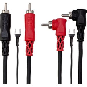 Hosa CRA-202DJ Dual RCA to Dual Right Angle RCA with Ground Wire Stereo Interconnect Cable, 2 Meters, Speaker