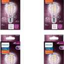Philips LED 40W A19 4-Pack Vintage Edison Soft White (2700K) 500 Lumen (5.5W = 40W) Dimmable Flicker-Free Light Bulbs