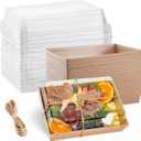 Leafiew 50 Pack 7x5 Inches Charcuterie Boxes with Clear Lids - Individual To Go Paper Charcuterie Board with Lid, Disposable Food Containers for Desserts, Cookie, Food, Charcuterie Accessories
